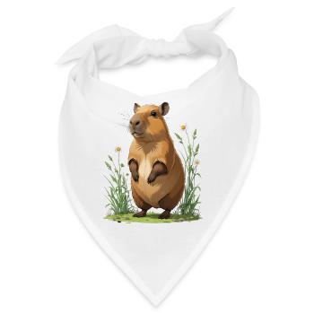 Capybara im Margeriten Blumenfeld - Bandana - Weiß - Vorne