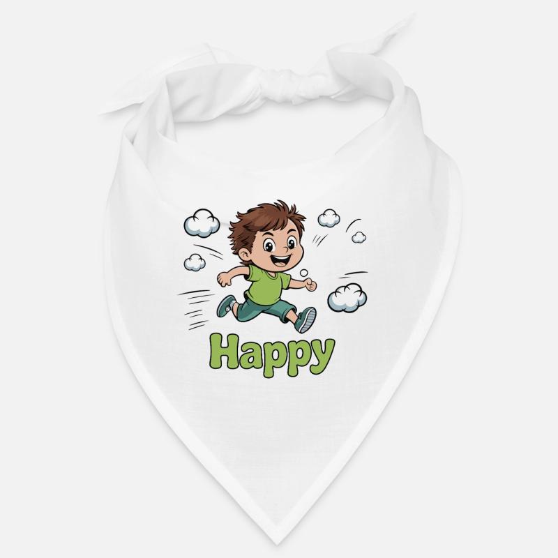 Conception d’un enfant joyeux courant avec des nuages Bandana
