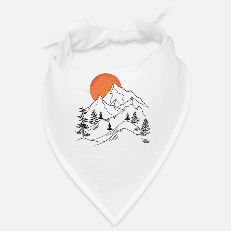 Paysage de montagne nocturne avec coucher de soleil Bandana