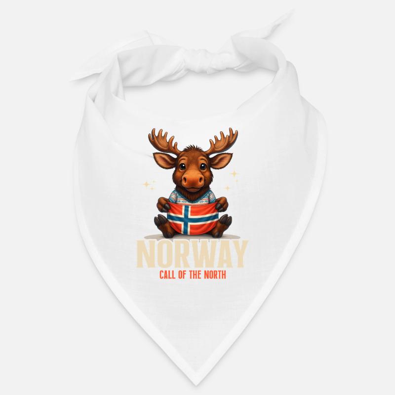 Orignal de Norvège avec drapeau – Appel du Nord - Bandana - blanc