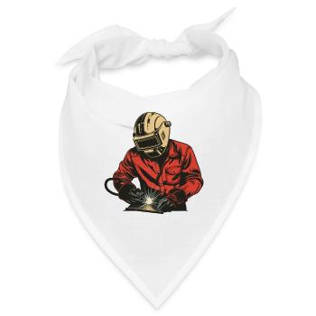 Schweißer in rotem Kombi mit Helm - Bandana - Weiß - Vorne