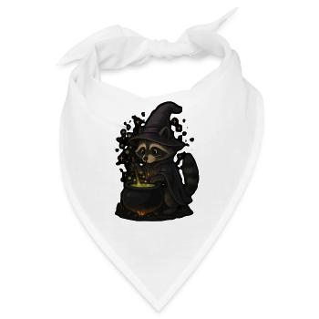 Magischer Waschbär als Hexe mit Zaubertrank - Bandana - Weiß - Vorne