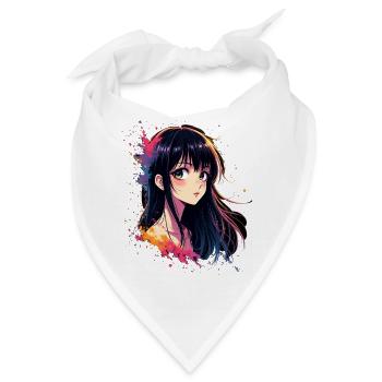 Anime-Girl mit Farbexplosion - Bandana - Weiß - Vorne