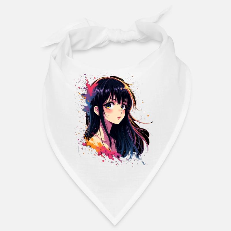Fille d’anime avec explosion de couleurs Bandana