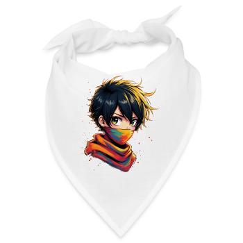 Farbiger Ninja mit Maskerade - Bandana - Weiß - Vorne