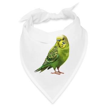 Lebensfreude Wellensittich Design - Bandana - Weiß - Vorne