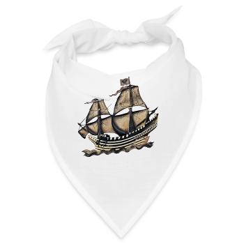 Historisches Segelschiff Relief - Bandana - Weiß - Vorne