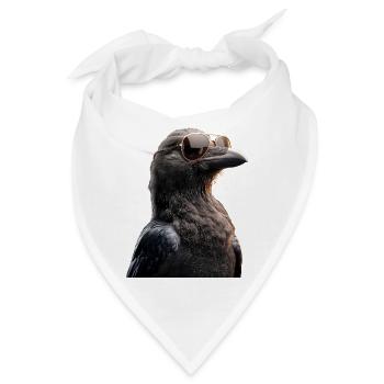 Rabe Krähe Vogel Rabenkrähe Dohle Schwarze Raben - Bandana - Weiß - Vorne