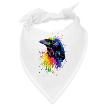 Rabe Krähe Vogel Rabenkrähe Dohle Schwarze Raben - Bandana - Weiß - Vorne