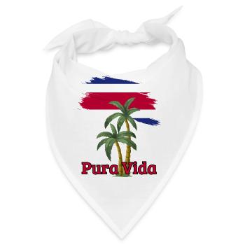 Tropische Palmen mit Pura Vida Phrase - Bandana - Weiß - Vorne