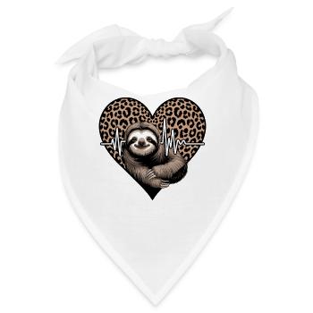 Lässiges Faultier Herz Leopard Muster - Bandana - Weiß - Vorne