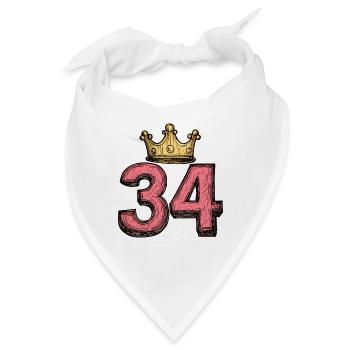 34 Zahl Krone - Bandana - Weiß - Vorne