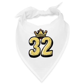 32 Zahl Krone - Bandana - Weiß - Vorne