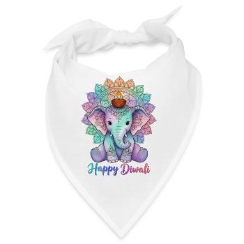Diwali Mandala Elefant - Bandana - Weiß - Vorne