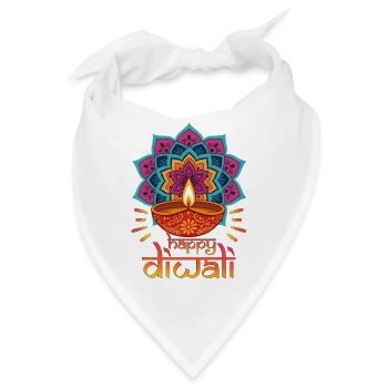 Diwali Mandala Lampenfeuer - Bandana - Weiß - Vorne