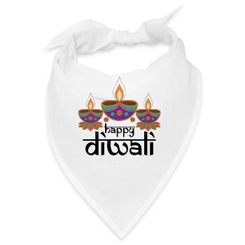 Drei bunte Diyas Festmuster - Bandana - Weiß - Vorne