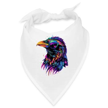Rabe Krähe Vogel Rabenkrähe Dohle Schwarze Raben - Bandana - Weiß - Vorne