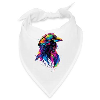 Rabe Krähe Vogel Rabenkrähe Dohle Schwarze Raben - Bandana - Weiß - Vorne