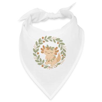 Axolotl im Blätterkranz – Cozy Boho Stil - Bandana - Weiß - Vorne