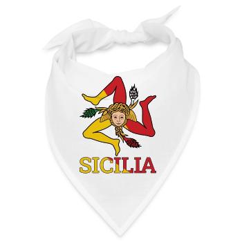 Sicilia Trinacria sizilianische Flagge Sizilien - Bandana - Weiß - Vorne