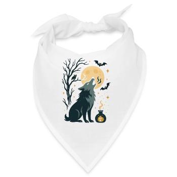 Mondvollwolf Heult Im Nachtwald - Bandana - Weiß - Vorne