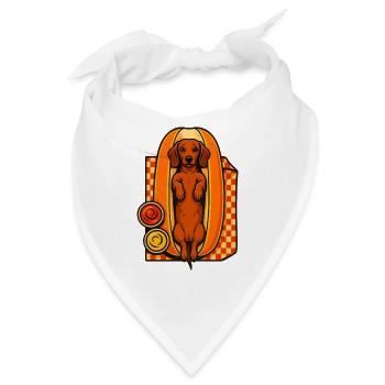 Dackel im Hotdog-Brötchen - Bandana - Weiß - Vorne
