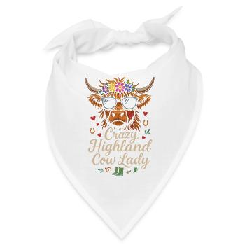 Verrückte Hochlandkuh-Dame - Bandana - Weiß - Vorne