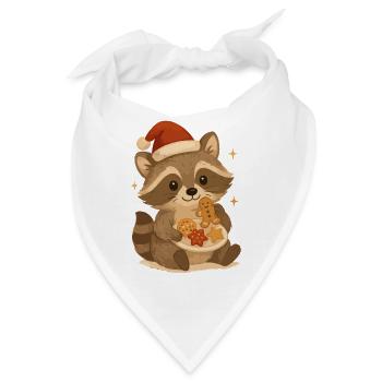 Weihnachts Waschbär mit Plätzchen - Bandana - Weiß - Vorne