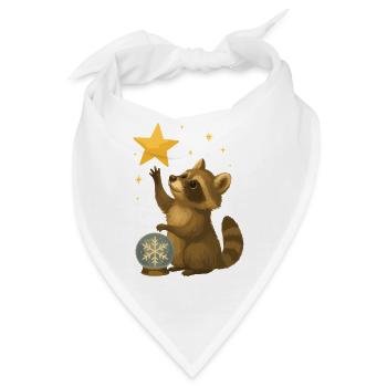 Weihnachts Waschbär mit Sternenzauber - Bandana - Weiß - Vorne