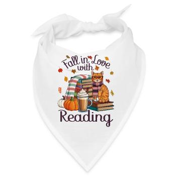 Herbst Katze Bücher  - Bandana - Weiß - Vorne