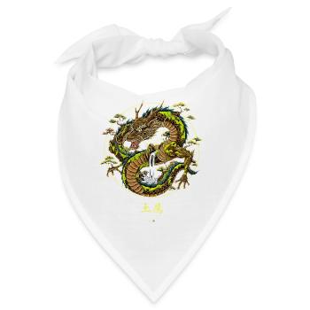 Asiatischer Erddrache mit Wasserfall - Bandana - Weiß - Vorne