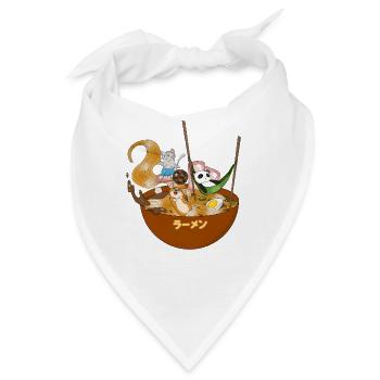 Corgi Panda Katze Ramen Schüssel - Bandana - Weiß - Vorne