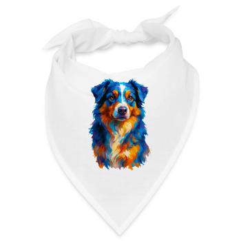 Bunte Australian Shepherd Hund Aquarell - Bandana - Weiß - Vorne