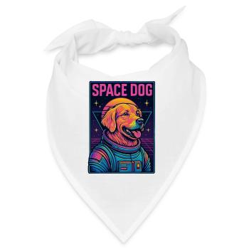 Neon Weltraum Hund Astronaut - Bandana - Weiß - Vorne