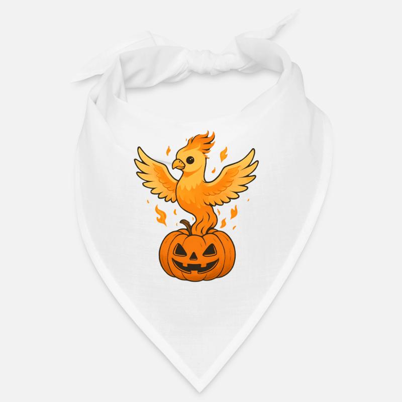 Fiery phoenix over pumpkin Bandana