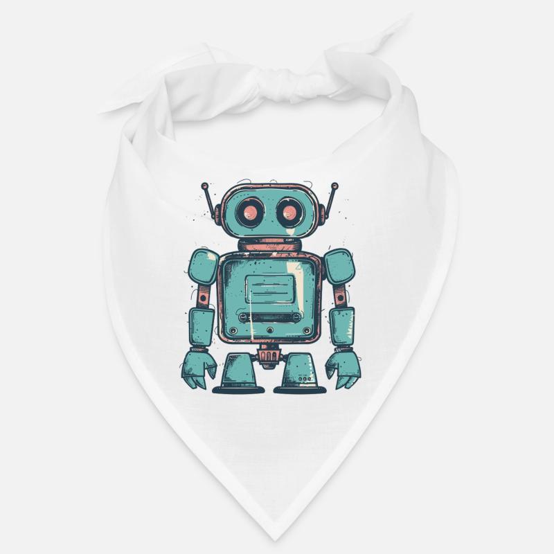 Retro Teal Robot Drawing Bandana
