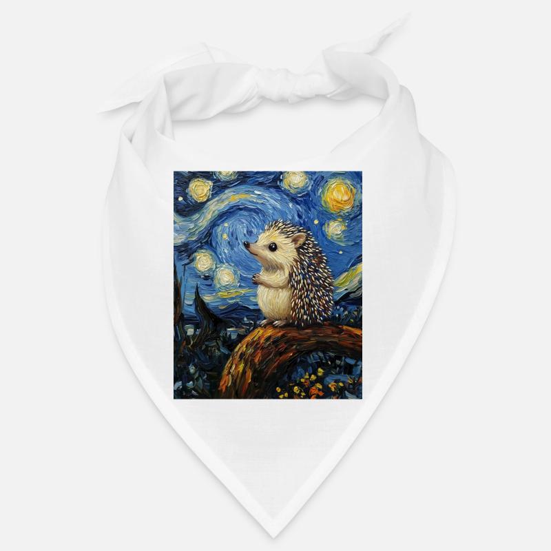  Igel Van Gogh Style Starry Night - Bandana - Weiß