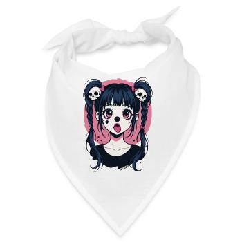 Kawaii Skull Haar Zöpfe Gothic Mädchen - Bandana - Weiß - Vorne