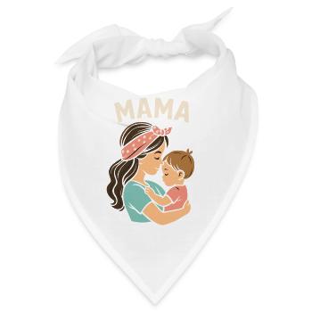 Mutterliebe: Mama und Kind Umarmung - Bandana - Weiß - Vorne