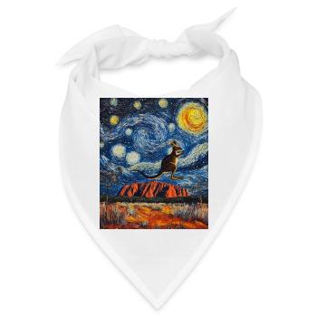 Kängeru Australien Van Gogh Style Starry Night - Bandana - Weiß - Vorne