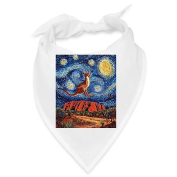 Kängeru Australien Van Gogh Style Starry Night - Bandana - Weiß - Vorne