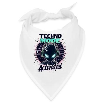 Techno Mode Activated – Rave Musik - Bandana - Weiß - Vorne