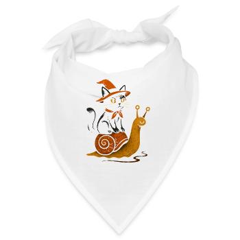 Hexenkatze auf Schnecke - Bandana - Weiß - Vorne