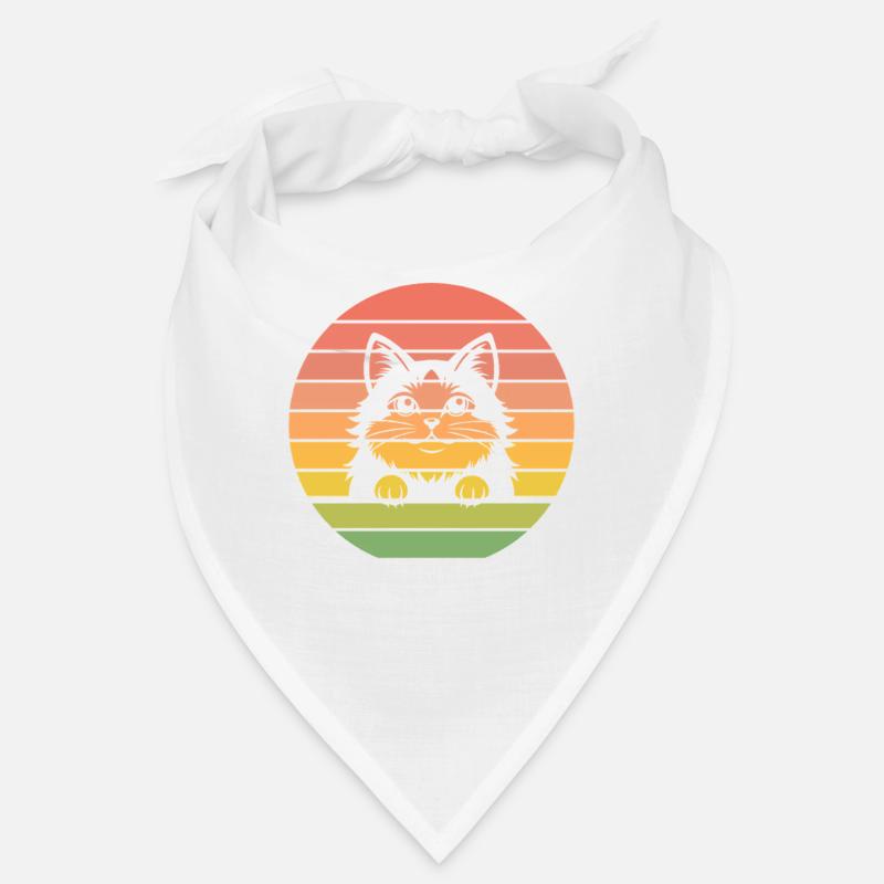 Chat Rétro Vintage Style Sunset Coucher de Soleil Bandana