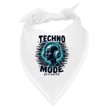 Techno Mode Activated – Rave Musik - Bandana - Weiß - Vorne