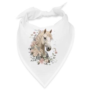 Hengst mit Blumenkronen - Bandana - Weiß - Vorne