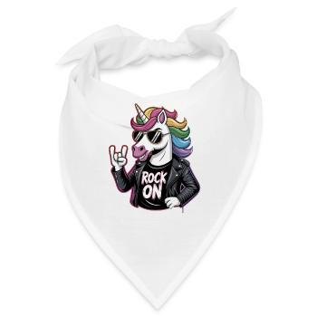  Rock On Einhorn Mit Regenbogenmähne Lederjacke - Bandana - Weiß - Vorne