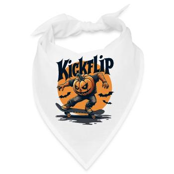Kickflip Pumpkin Skateboarder Halloween  - Bandana - Weiß - Vorne