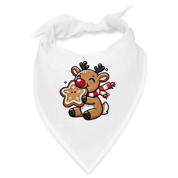 Rentier mit Plätzchen Freude - Bandana - Weiß - Vorne