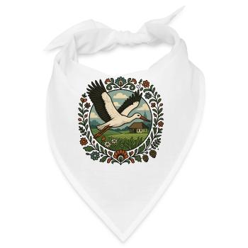 Polnischer Storch Volkskunst Landschaftsgestaltung - Bandana - Weiß - Vorne